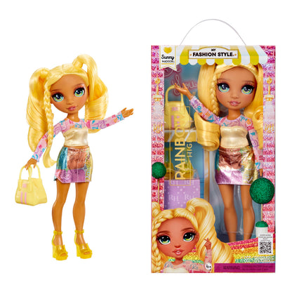 RAINBOW HIGH My Fashion Style Doll - Sunny - Muñeca de Moda de 28 cm de Color Arco Iris con Conjunto Llamativo y Bolso Elegante, Juego, Posable, Coleccionable, para Niños de 4 a 12 Años o Más