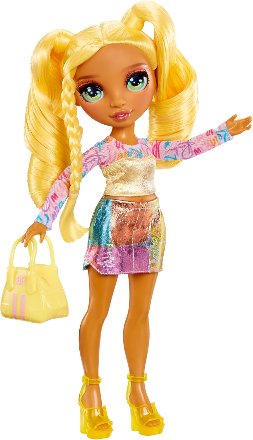 RAINBOW HIGH My Fashion Style Doll - Sunny - Muñeca de Moda de 28 cm de Color Arco Iris con Conjunto Llamativo y Bolso Elegante, Juego, Posable, Coleccionable, para Niños de 4 a 12 Años o Más