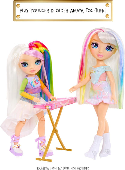 Rainbow High Junior High Rock Band - Amaya, Rainbow - 23cm Fashion Doll with a Keyboard, Customise with Stickers, Posable, Cute Toys for Children Ages 4+