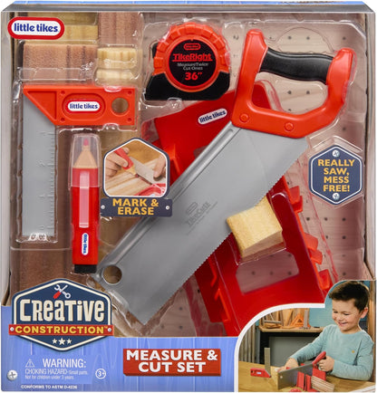 little tikes Creative Construction Measure & Cut Set - Includes 5 Accessories, Pretend Play Construction Set, Suitable for Boys and Girls Ages 3+ Years