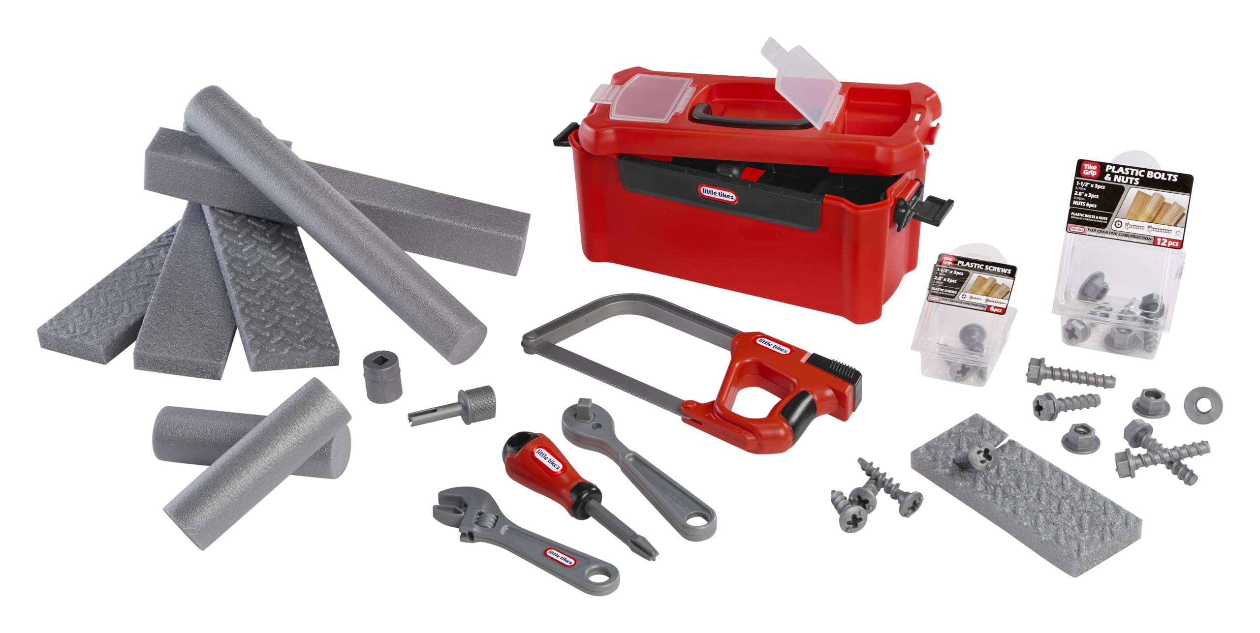 little tikes Creative Construction Tool Box Set - Includes 9 Accessories, Pretend Play Construction Set, Suitable for Boys and Girls Ages 3+ Years