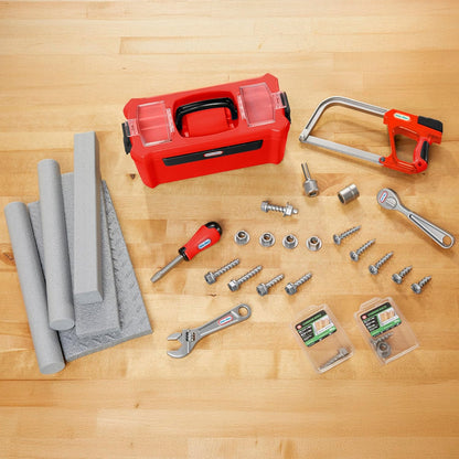 little tikes Creative Construction Tool Box Set - Includes 9 Accessories, Pretend Play Construction Set, Suitable for Boys and Girls Ages 3+ Years