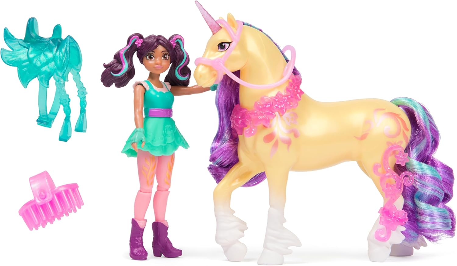Unicorn Academy - L'Ecole des Licornes - Licorne Leaf + Poupée Ava - Licorne, Poupée Et Accessoires À Collectionner - Jouets Inspirés De La Série L'Ecole des Licornes - Jouet Enfant 4 Ans Et +