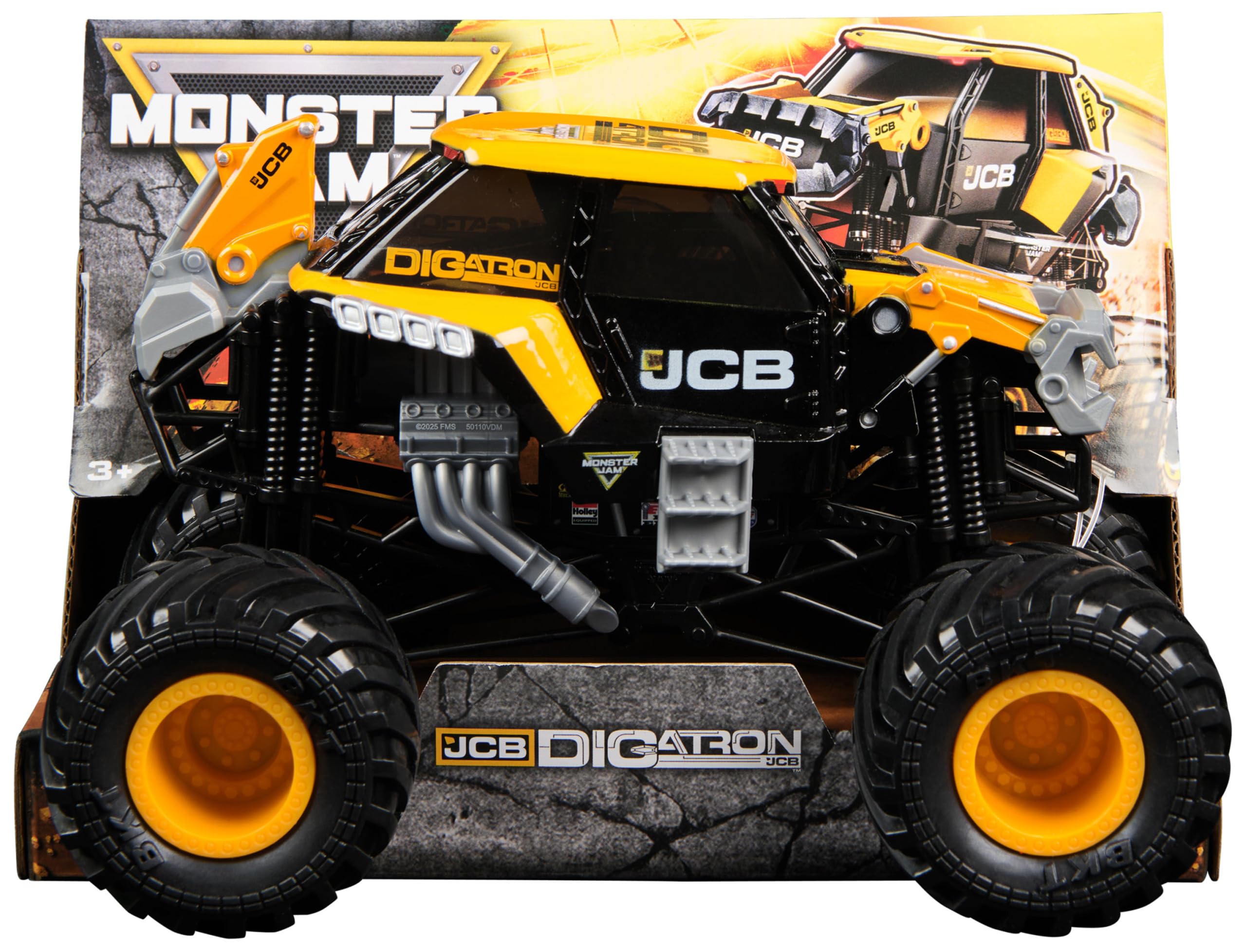 Monster Jam, Official JCB DIGatron Monster Truck, Collector Die-Cast Vehicle, 1:24 Scale, Kids’ Toys for Boys and Girls Aged 3 and up