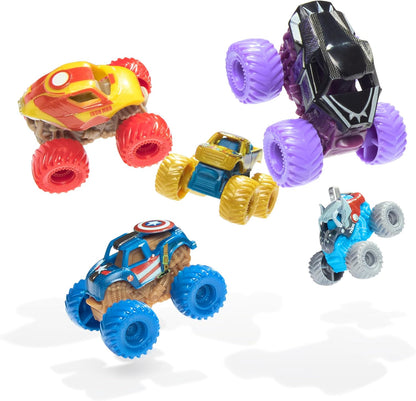 Monster Jam, Marvel Official Mini 5-Pack with Mystery Collectible Monster Truck, 1:87 Scale, Surprise Kids Toys for Boys and Girls Ages 3 and up