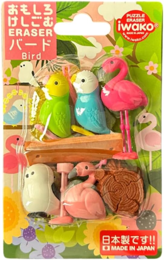 Iwako - Blisterpack/Birds (8 Stück) Puzzles, Mehrfarbig (IW070