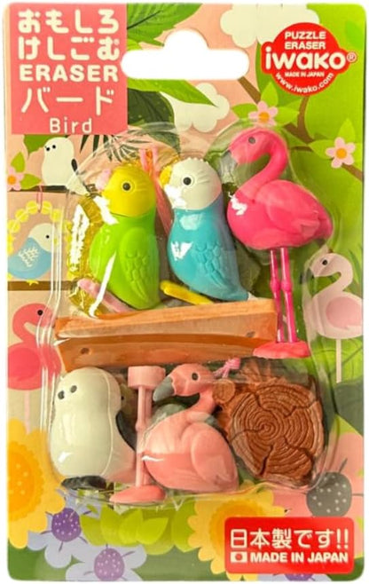 Iwako - Blisterpack/Birds (8 Stück) Puzzles, Mehrfarbig (IW070