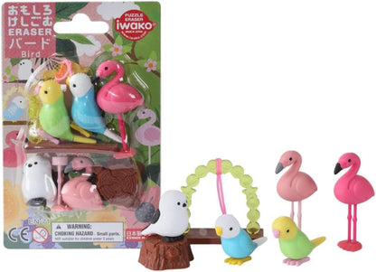 Iwako - Blisterpack/Birds (8 Stück) Puzzles, Mehrfarbig (IW070