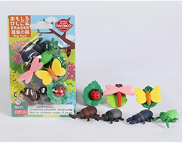 Iwako Bugs Hunt -Renewal - - Themed Eraser Blister Card