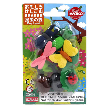 Iwako Bugs Hunt -Renewal - - Themed Eraser Blister Card