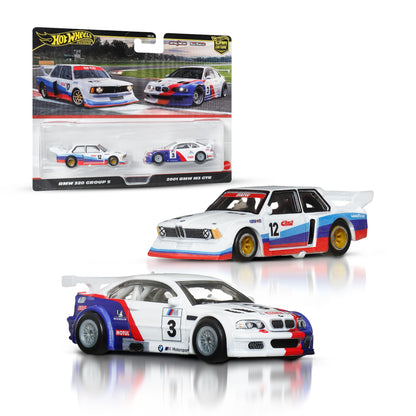 Hot Wheels Premium BMW E46 GTR, Car Culture 2-Pack of 1:64 Scale Vehicles, Unique Pairings, Real Riders Tires, Metal/Metal Chassis, Toy for Collectors, JBK99