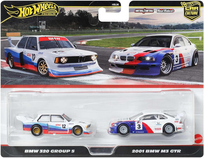 Hot Wheels Premium BMW E46 GTR, Car Culture 2-Pack of 1:64 Scale Vehicles, Unique Pairings, Real Riders Tires, Metal/Metal Chassis, Toy for Collectors, JBK99