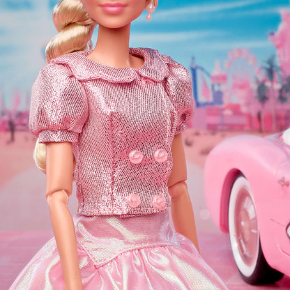 Barbie The Movie Doll, Margot Robbie as, Collectible Doll Wearing Pink Blouse & Skirt Tutu Outfit, With Styled Hair & Matching Jewelry, JBJ53