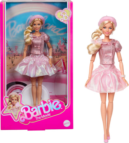 Barbie The Movie Doll, Margot Robbie as, Collectible Doll Wearing Pink Blouse & Skirt Tutu Outfit, With Styled Hair & Matching Jewelry, JBJ53