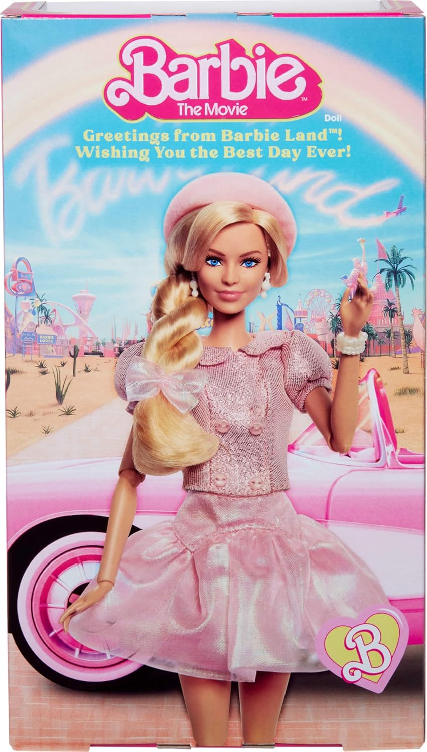 Barbie The Movie Doll, Margot Robbie as, Collectible Doll Wearing Pink Blouse & Skirt Tutu Outfit, With Styled Hair & Matching Jewelry, JBJ53