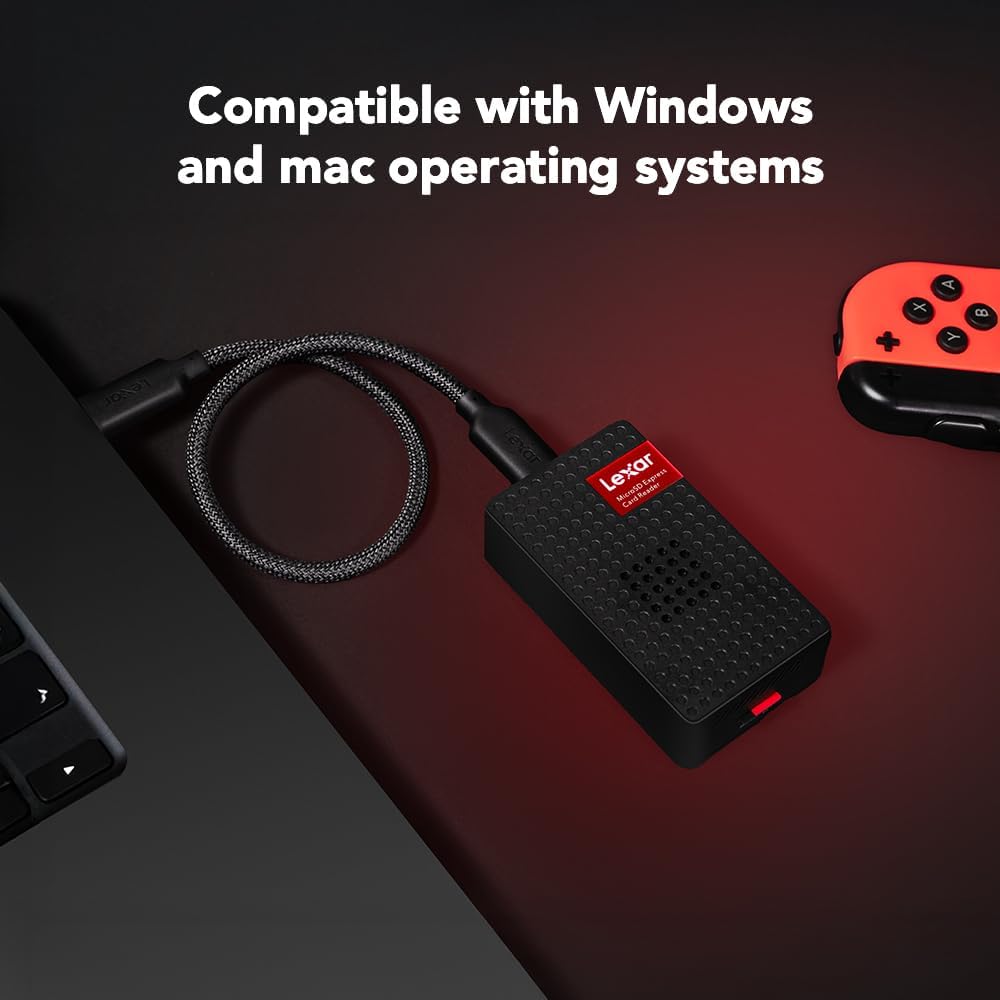 Lexar Play PRO MicroSD Express kaartlezer, USB 3.2 Gen 2, tot 900 MB/s lezen, compatibel met Express microSD UHS-I-kaart (LRW540U-RNHNG)