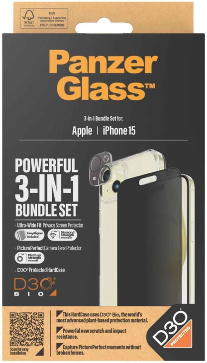 Panzerglass - Apple Iphone 15 Ultra-Wide Fit 3-In-1 Bundle Set