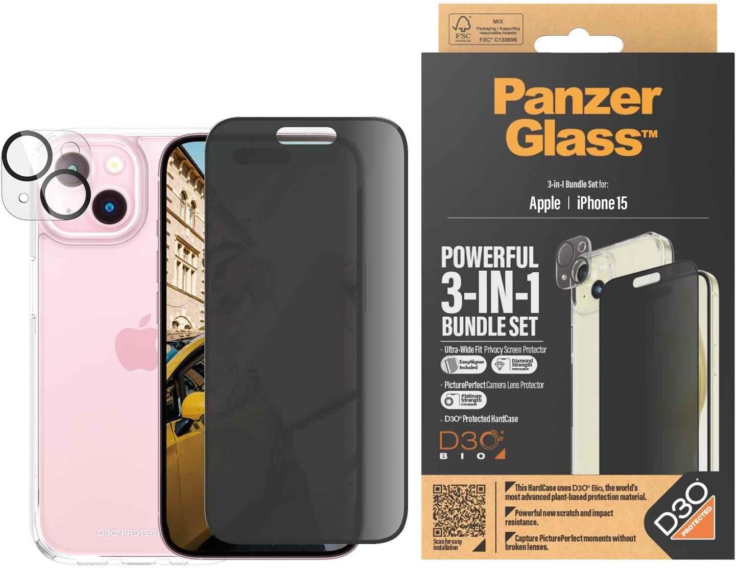Panzerglass - Apple Iphone 15 Ultra-Wide Fit 3-In-1 Bundle Set