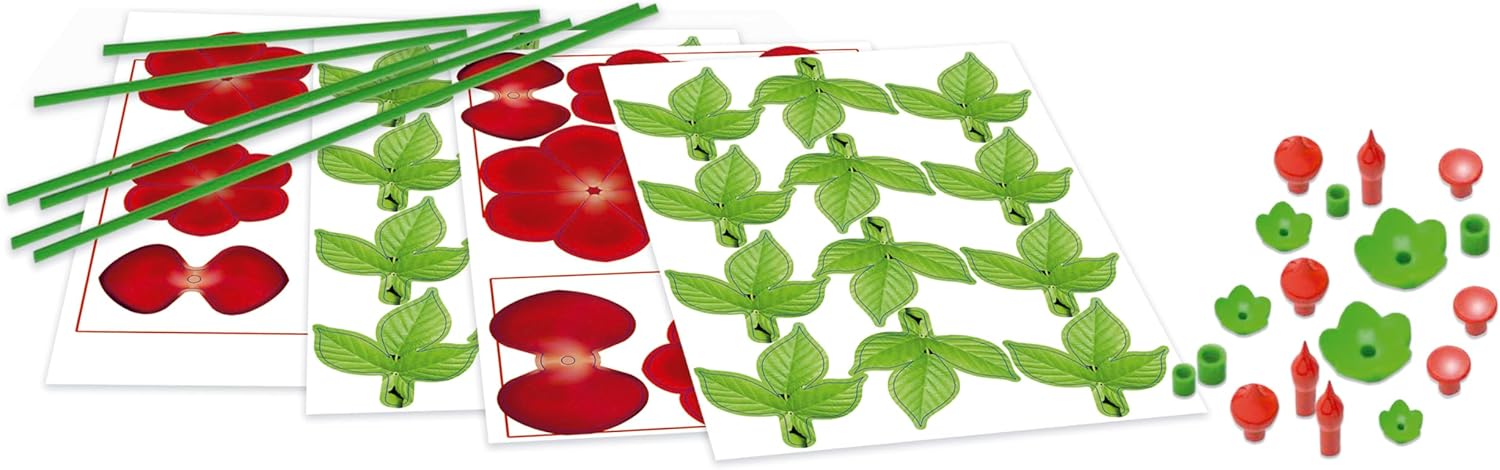 Educa - Boeket bloemen, knutselset voor het maken van twaalf rode papieren rozen zonder lijm of schaar, aanbevolen vanaf 6 jaar (20139