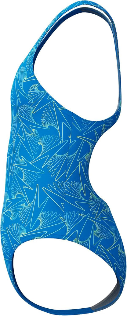 Speedo Girls HyperBoom Allover Medalist Swimsuit Swimming Costume Blue