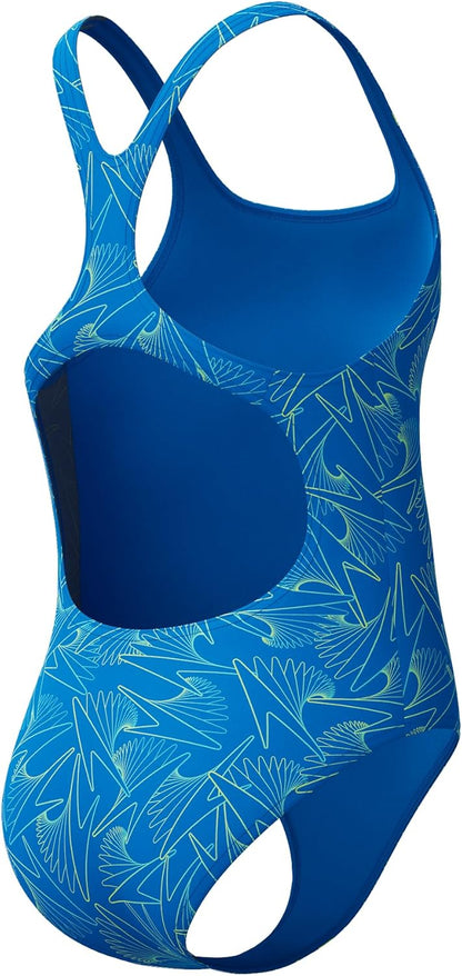 Speedo Girls HyperBoom Allover Medalist Swimsuit Swimming Costume Blue