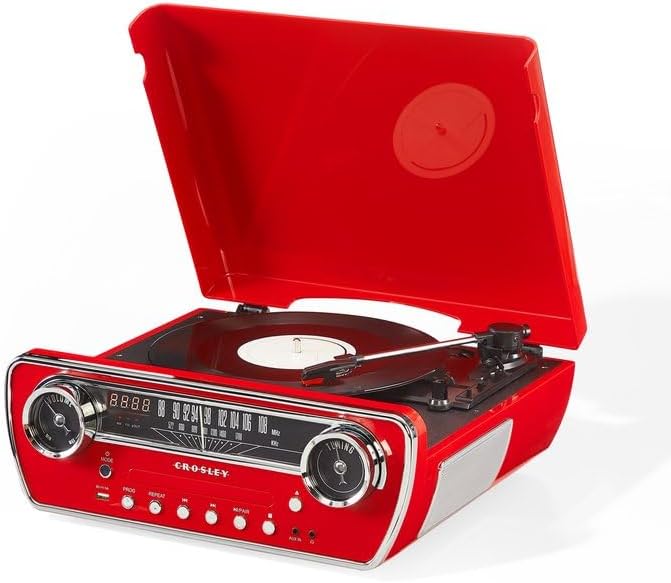 Powel 7-In-1 - Giradiscichi, Lettore Cd, Radio, Am/Fm, Bluetooth, Speakers