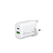 MediaRange 25W GaN Fast Charging Adapter (UK Plug), 1x USB-C and 1x USB-A, Supports USB-C® Power Delivery and Quick Charge™, White