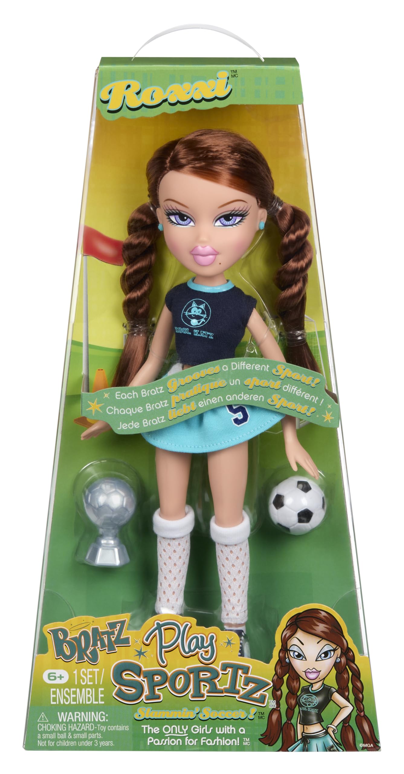 Bratz Play Sportz Roxxi (Fútbol) - Muñeca de Moda con Accesorios