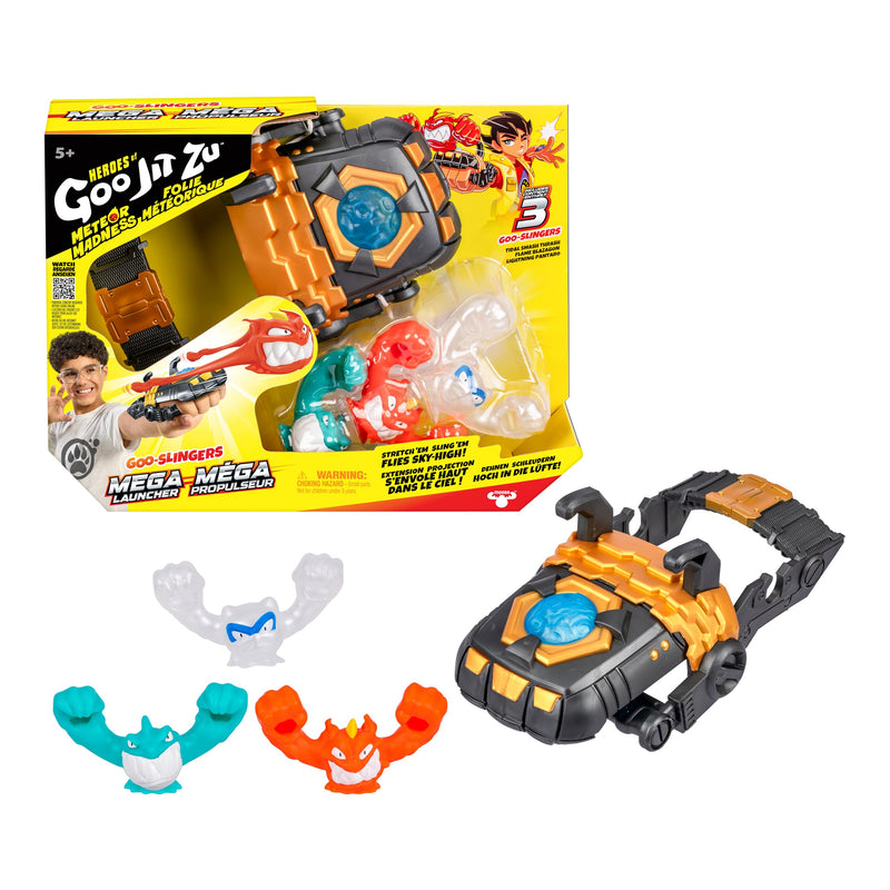 Heroes of Goo Jit Zu Meteor Madness Goo-Slingers Mega Launcher, Load Goo-Slingers, Stretch 'Em & Sling 'Em Sky-High! With 3 Exclusive Goo-Slingers