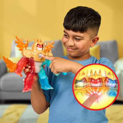 Heroes of Goo Jit Zu Goo-Tron Supreme Combines The Power Of Blazagon, Pantaro & Thrash In 1 Ultimate Hero.