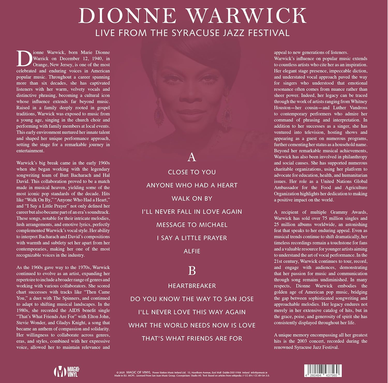 Dionne Warwick - Live From The Syracuse Jazz Festival - Limitiert r. Swirl
