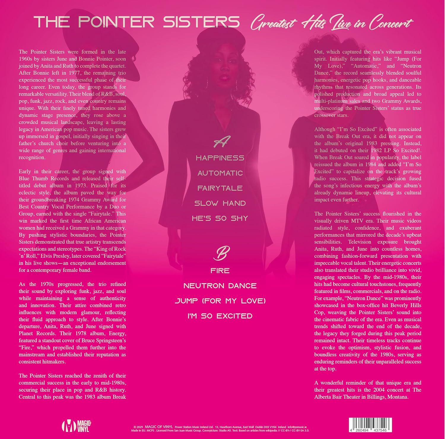 The Pointer Sisters - Greatest Hits Live In Concert - Limitiert r. Color in Color