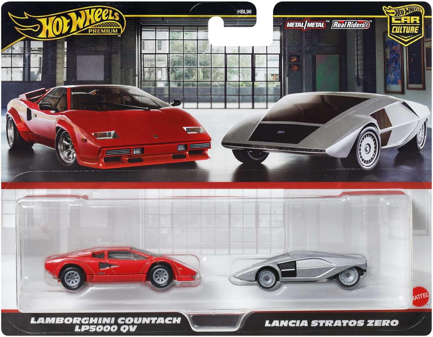 Hot Wheels Premium Car Culture 2-Pack of 1:64 Scale Vehicles, Unique Pairings, Real Riders Tires, Metal/Metal Chassis, Toy for Collectors, JBL02