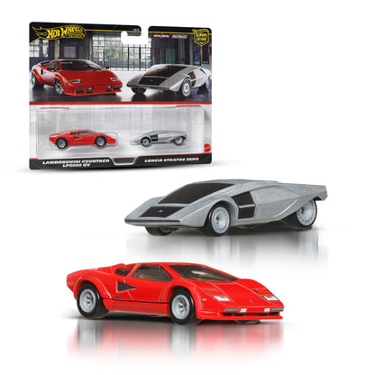 Hot Wheels Premium Car Culture 2-Pack of 1:64 Scale Vehicles, Unique Pairings, Real Riders Tires, Metal/Metal Chassis, Toy for Collectors, JBL02