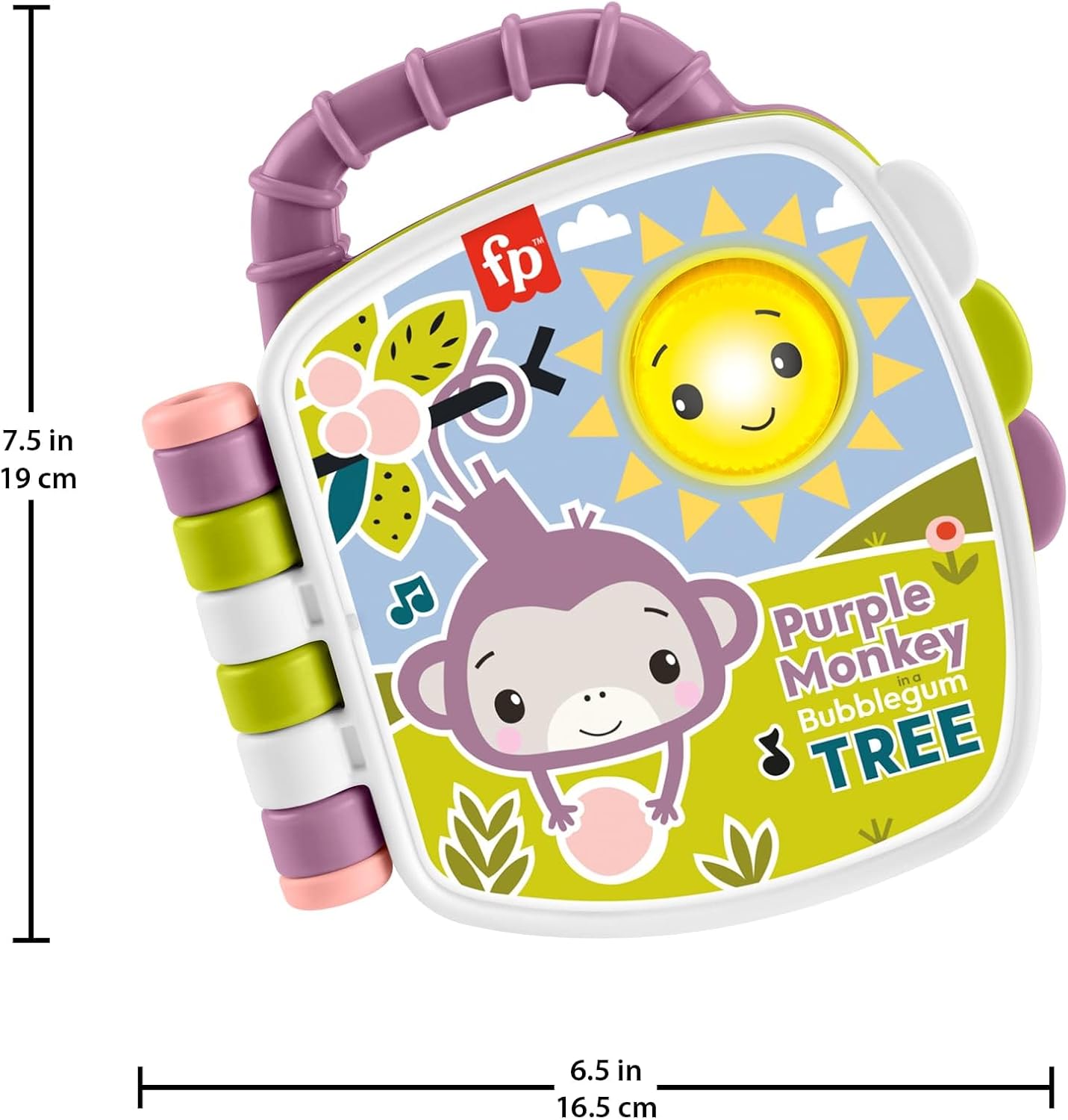 Fisher-Price Baby Toy Purple Monkey Musical Storybook with Lights & Sounds for Infants & Toddlers Ages 6+ Months, JFC75