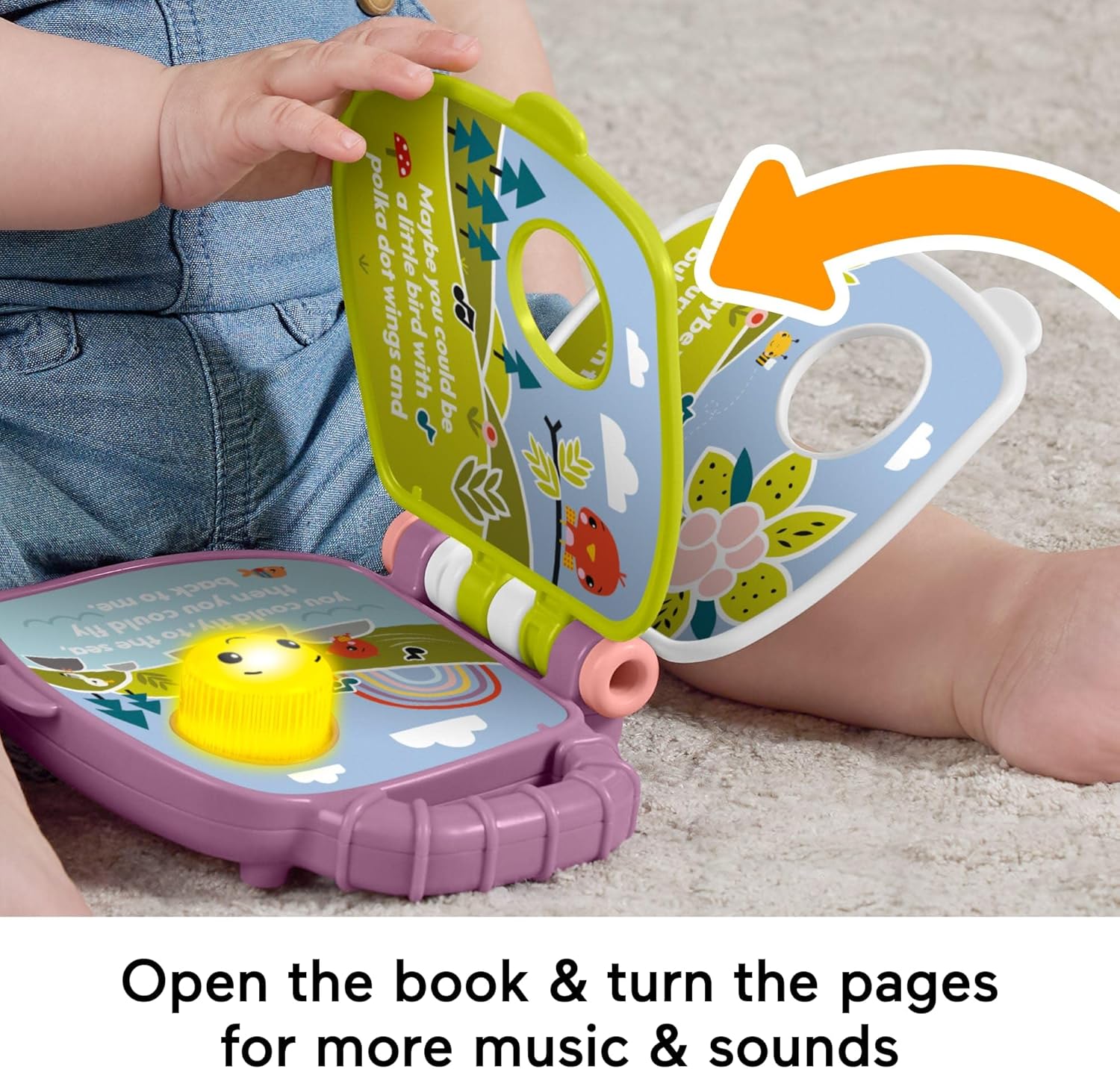 Fisher-Price Baby Toy Purple Monkey Musical Storybook with Lights & Sounds for Infants & Toddlers Ages 6+ Months, JFC75