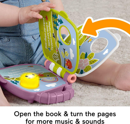 Fisher-Price Baby Toy Purple Monkey Musical Storybook with Lights & Sounds for Infants & Toddlers Ages 6+ Months, JFC75