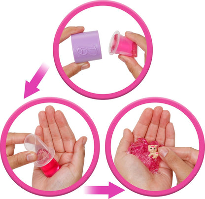 Barbie Uitpakparty Pop en Accessoires, Chic Feestje Serie met 10 Verrassingen, Waaronder Kleurverandering, Pop met Roze Glitters, JFY67