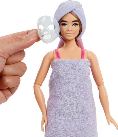 Barbie Uitpakparty Pop en Accessoires, Chic Feestje Serie met 10 Verrassingen, Waaronder Kleurverandering, Pop met Roze Glitters, JFY67