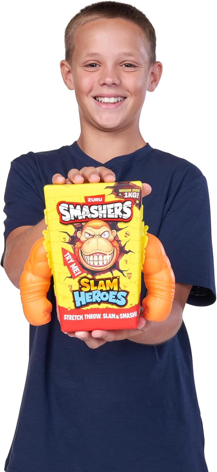Smashers SLAM Heroes by ZURU, Gorilla (Orange) Stretchable Toy for Boys