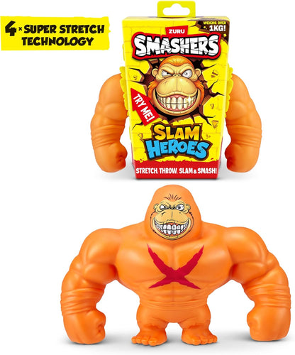 Smashers SLAM Heroes by ZURU, Gorilla (Orange) Stretchable Toy for Boys