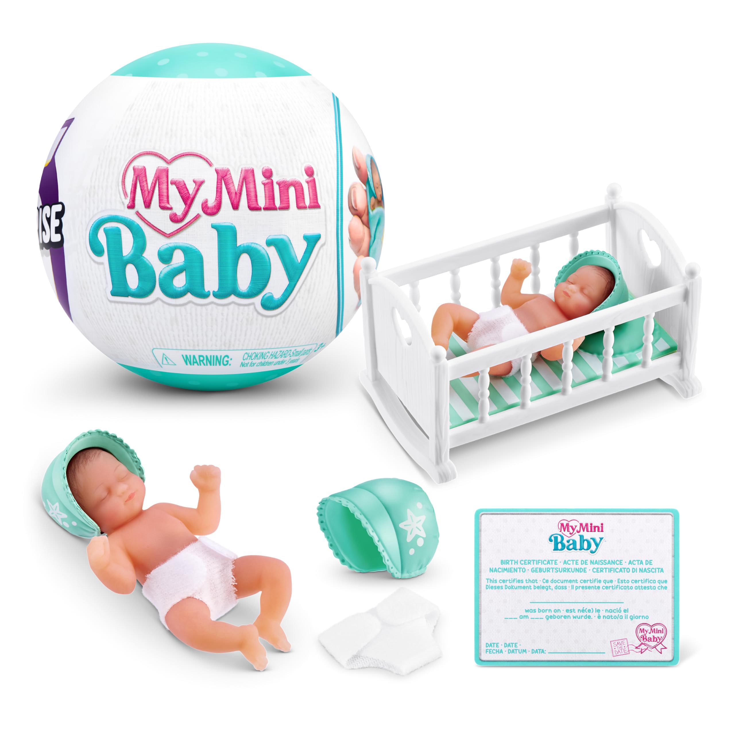 5 Surprise My Mini Baby Series 1, Single Capsule, By ZURU, Collectible Mystery Capsule, speelgoed voor meisjes, realistische miniatuurbaby, speelset en accessoires (enkele capsule