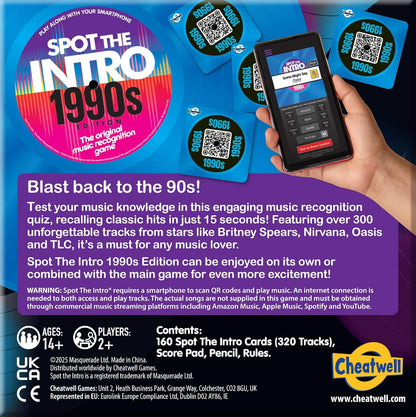 Cheatwell Games Spot the Intro - Music Recognition Quiz Game - 1990's Edition - Ages 14+