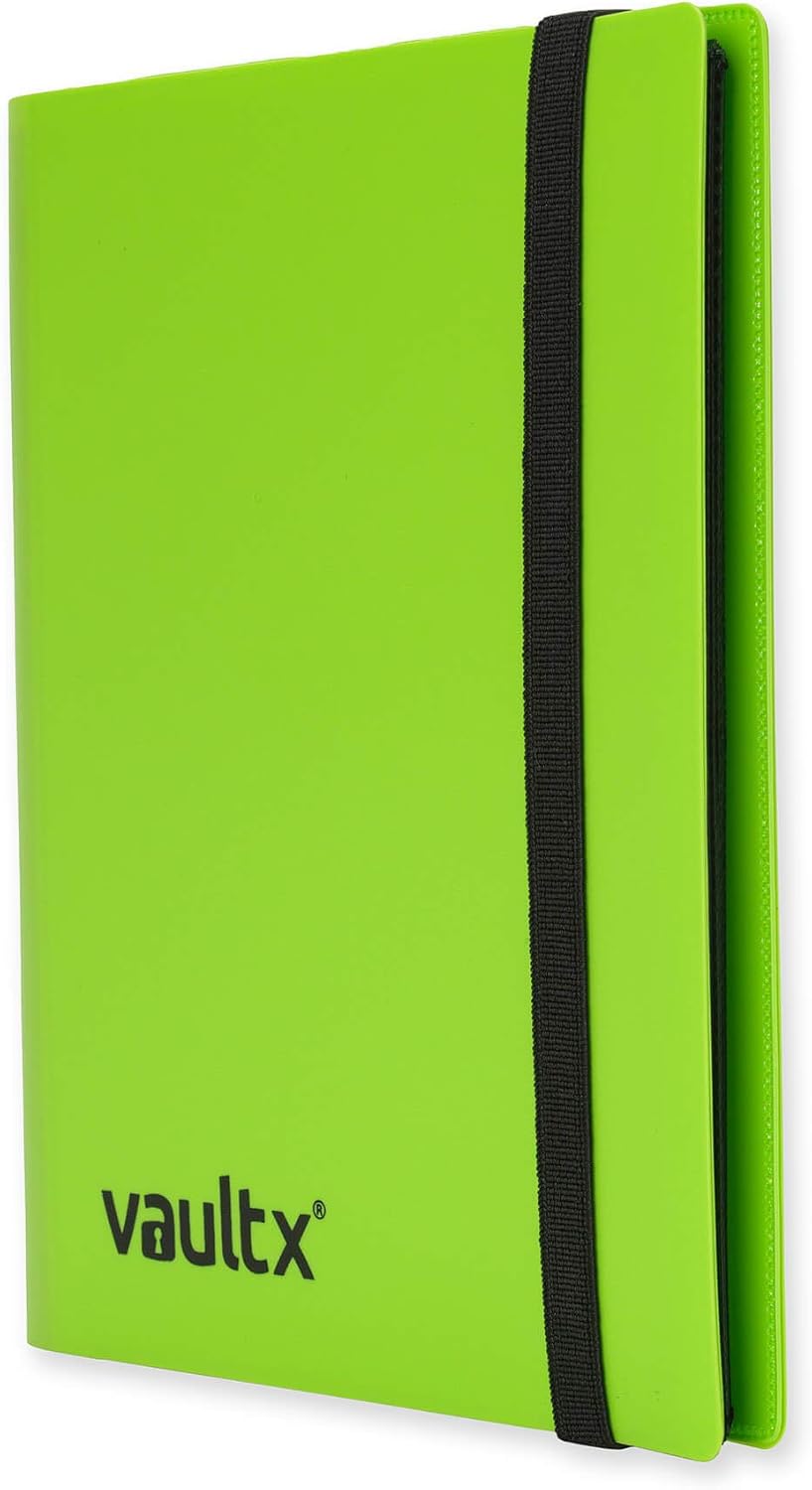 Vault X 4 Pocket Trading Card Strap Binder, 160 cards, Standard, 20 Side-Loading Pages, Folder for Collectible Card Games, Sports, TCG (Green