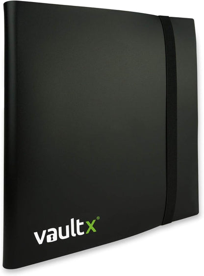 Vault X 12 Pocket Trading Card Strap Binder, 480 cards, Standard, 20 Side-Loading Pages, Folder for Collectible Card Games, Sports, TCG (Black