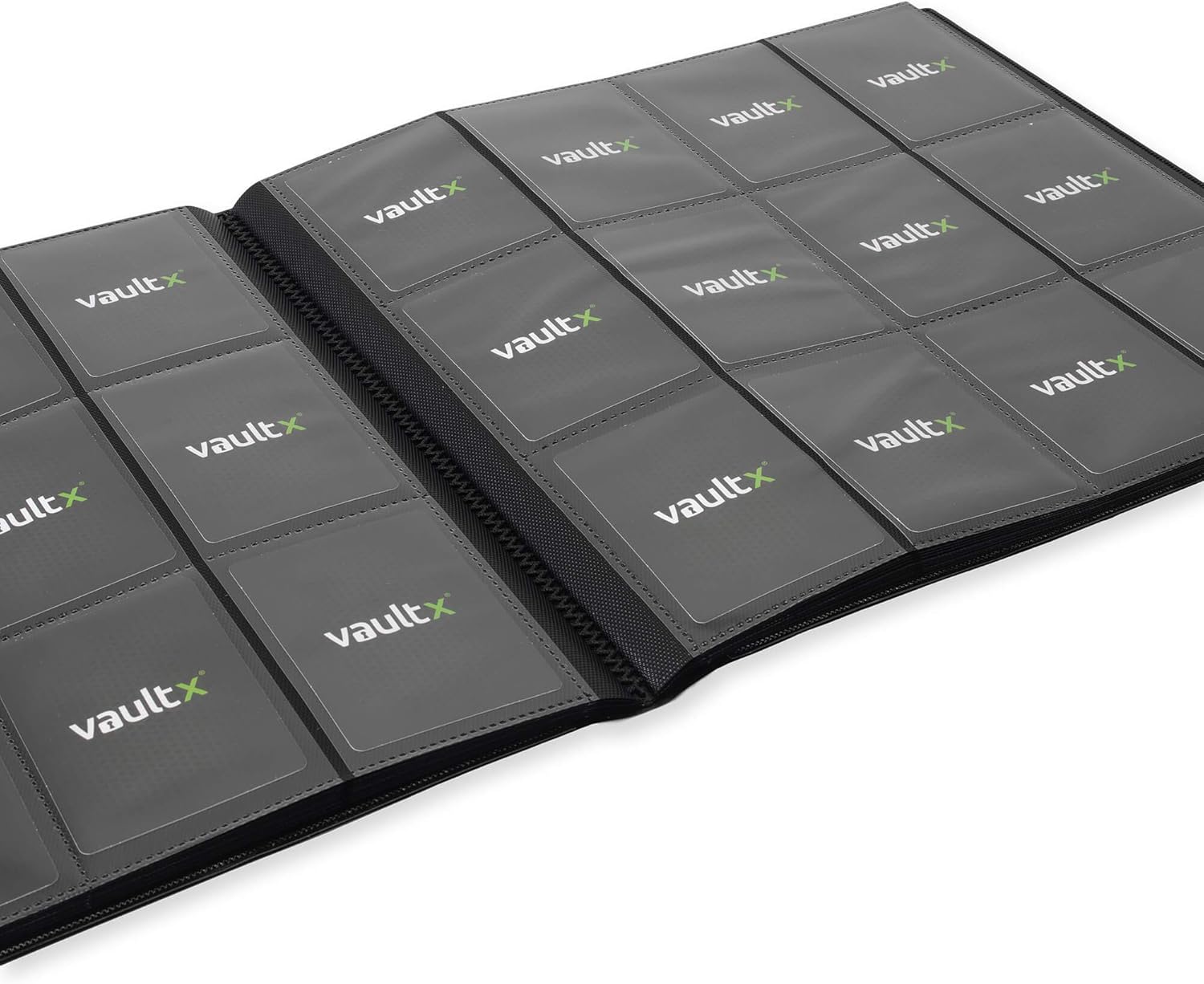Vault X 12 Pocket Trading Card Strap Binder, 480 cards, Standard, 20 Side-Loading Pages, Folder for Collectible Card Games, Sports, TCG (Black