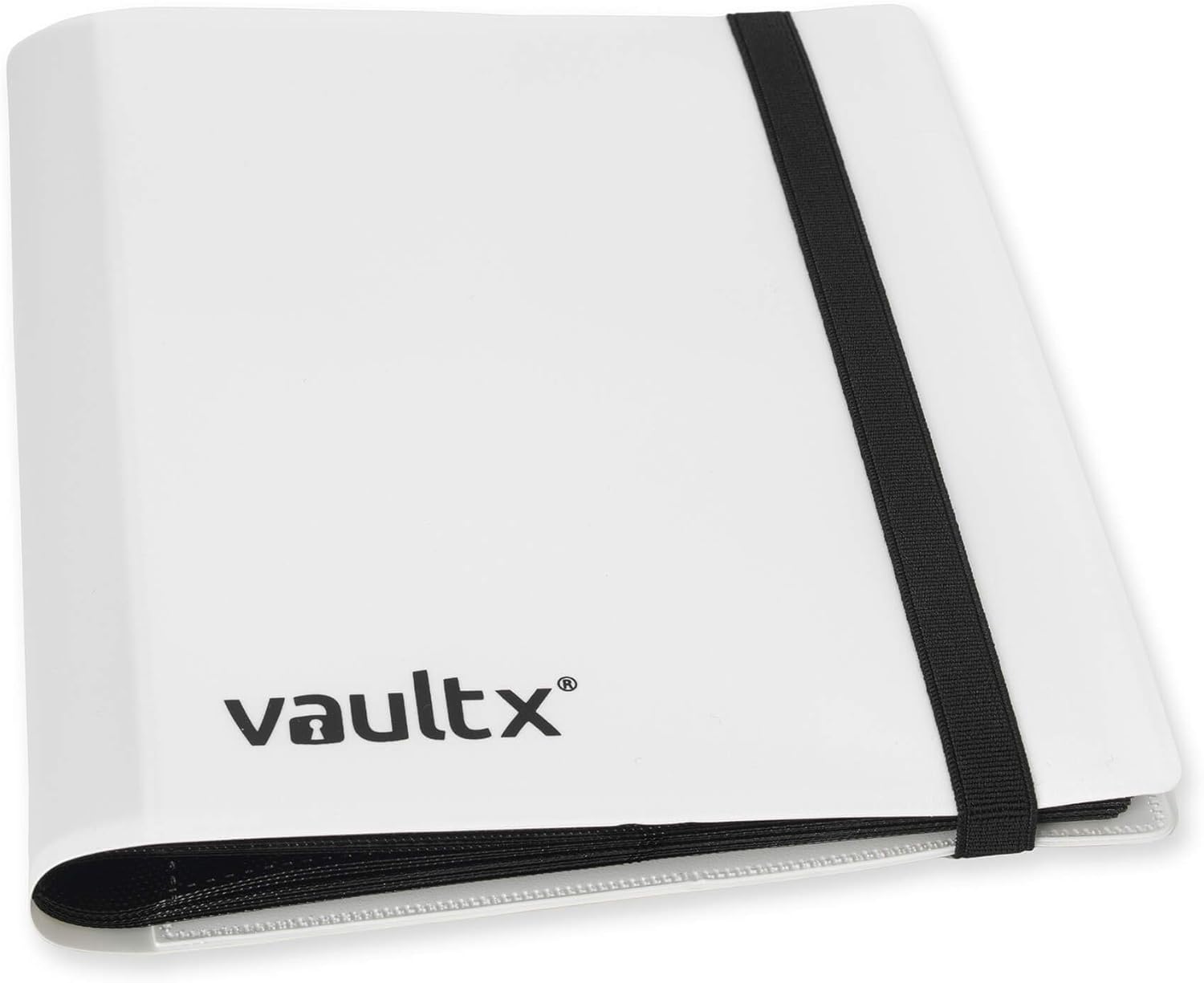 Vault X 4 Pocket Trading Card Strap Binder, 160 cards, Standard, 20 Side-Loading Pages, Folder for Collectible Card Games, Sports, TCG (White