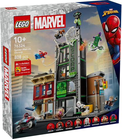 LEGO ǀ Marvel Spider-Man vs. Oscorp - Interactive Toy with a Motorbike, 8 Minifigures incl. Miles Morales & Green Goblin - Collectible Super Hero Gift for 10+ Year Old Boys & Fans - 76324