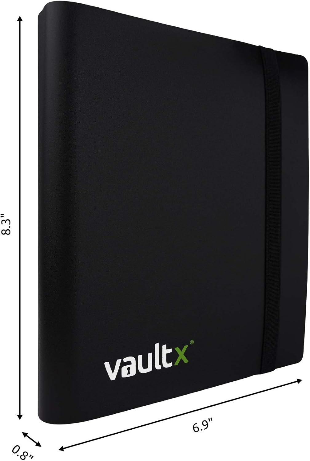 Vault X 4 Pocket Trading Card Strap Binder, 160 cards, Standard, 20 Side-Loading Pages, Folder for Collectible Card Games, Sports, TCG (Black