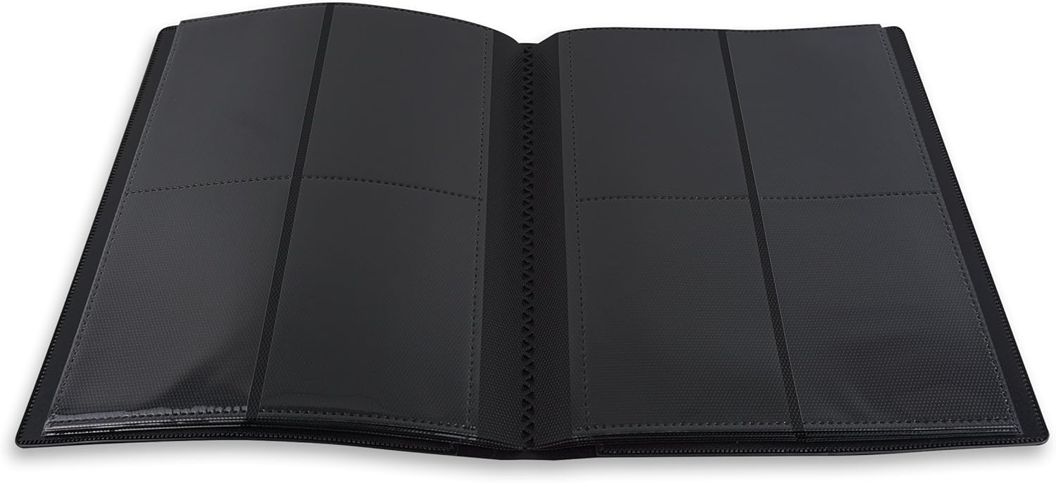 Vault X 4 Pocket Trading Card Strap Binder, 160 cards, Standard, 20 Side-Loading Pages, Folder for Collectible Card Games, Sports, TCG (Black